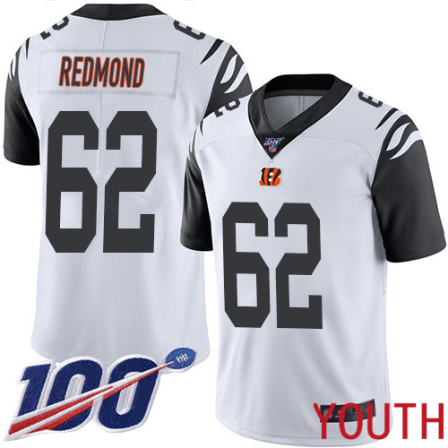 Cincinnati Bengals Limited White Youth Alex Redmond Jersey NFL Footballl #62 100th Season Rush Vapor Untouchable